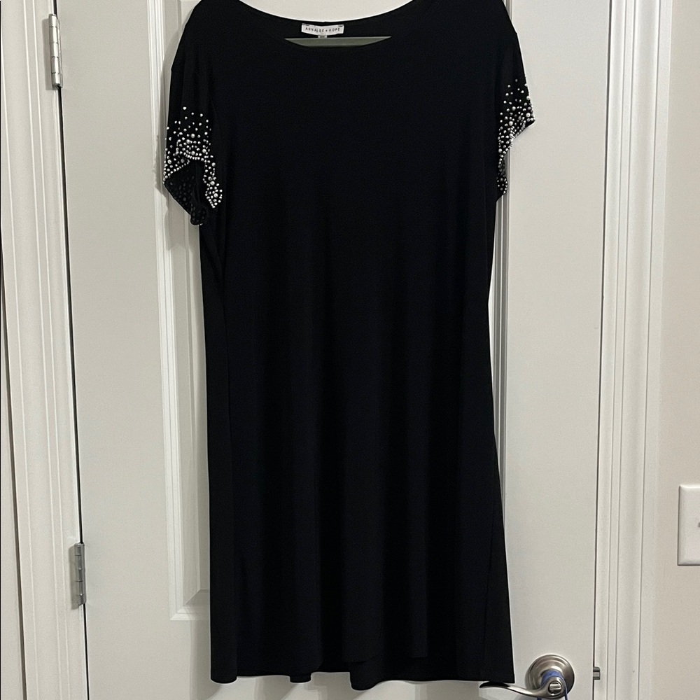 Black Dress with Embellished Sleeves